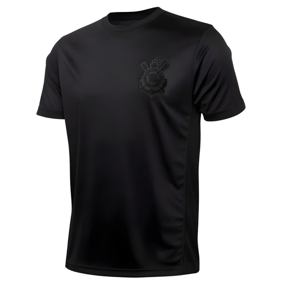 Camisa Masculina Corinthians Dry All Black com Recorte Menor preço em Camisa Masculina Corinthians Dry All Black com Recorte