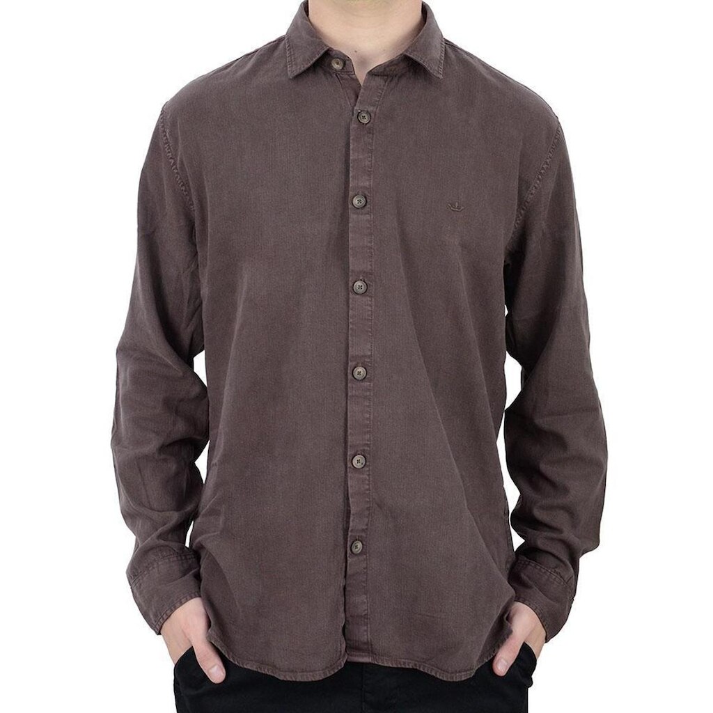 Camisa Masculina Docthos ML Slim Marrom Café - 6054