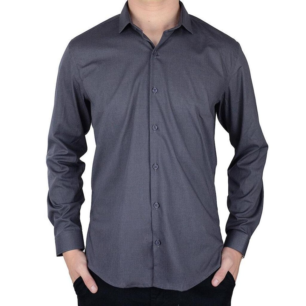 Camisa Masculina Docthos Slim Bambu Maquinetada Cinza - 6054