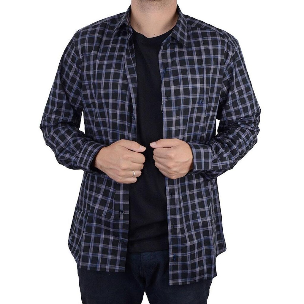 Camisa Masculina Dudalina ML Slim Space Dyed Preto - 530424