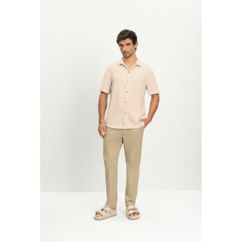 Camisa masculina em linho Essendi -Natural