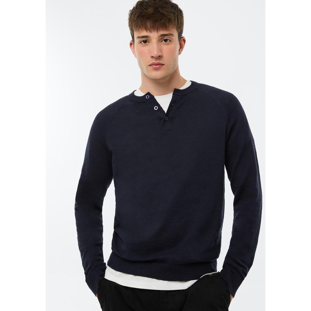 Camisa Masculina Henley Em Tricô