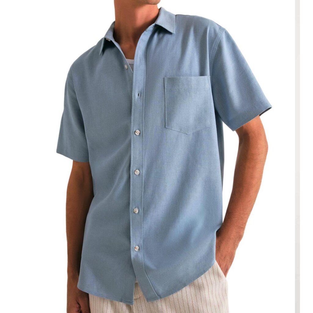 Camisa Masculina Hering MC Linho Azul Claro - K48RA0LSI