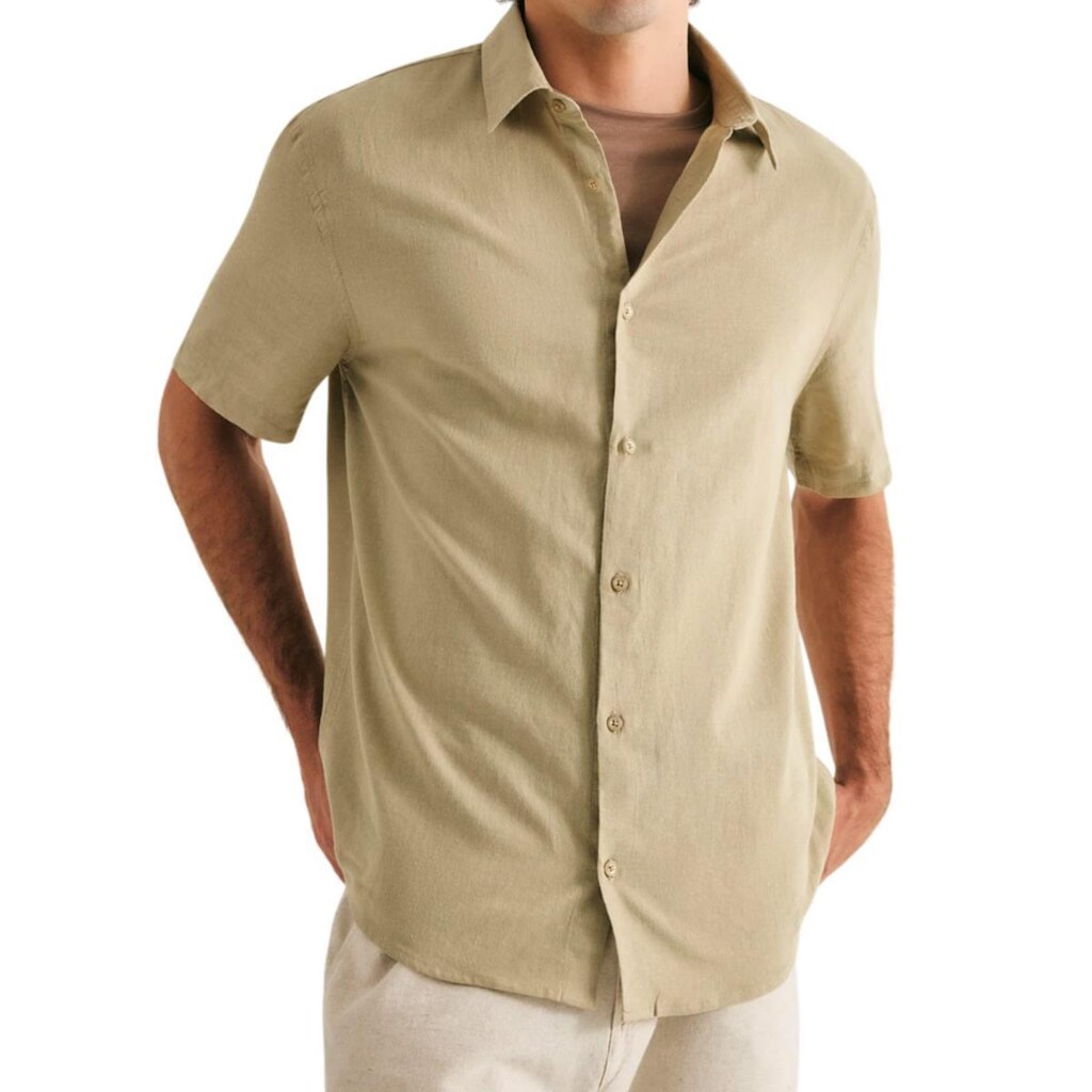 Camisa Masculina Hering MC Linho Slim Verde - LZ47EA4SI