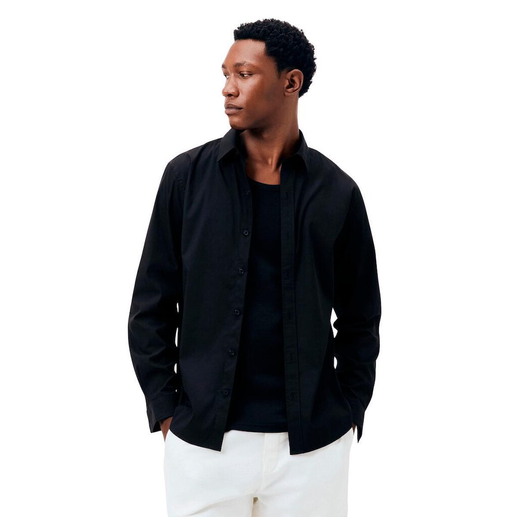 Camisa Masculina Hering Preto Básica Super Slim