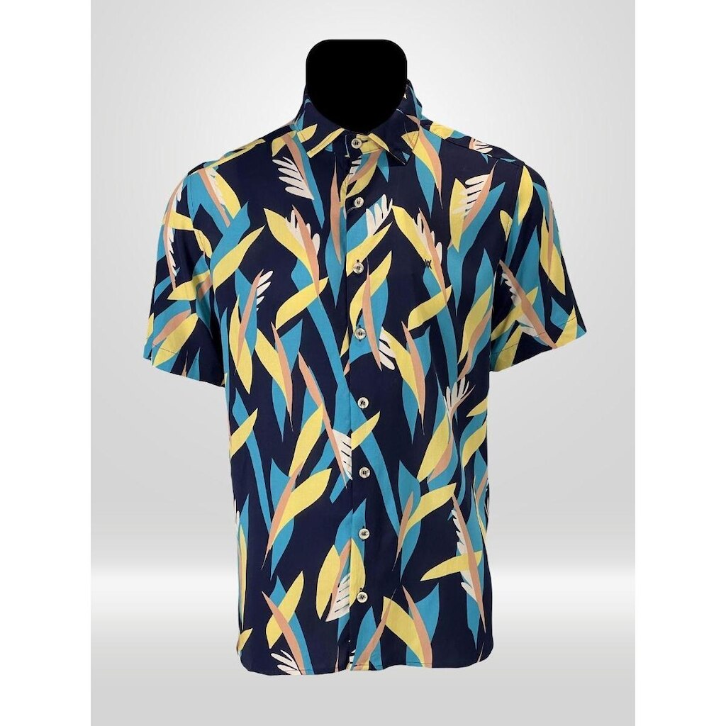 CAMISA MASCULINA MANGA CURTA 100% VISCOSE AZUL