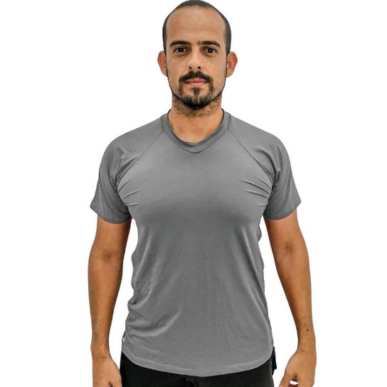 Camisa Masculina Manga Curta Básica Com Gola V Respirável