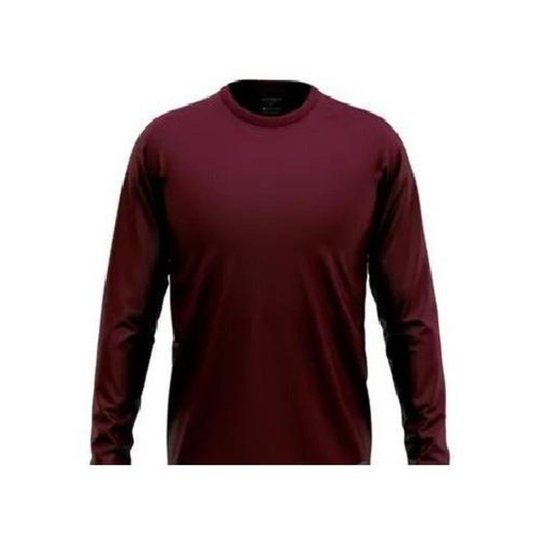 Camisa Masculina Manga Longa Dry Fit Malha Fria - Vermelho Escuro Menor preço em Camisa Masculina Manga Longa Dry Fit Malha Fria - Vermelho Escuro