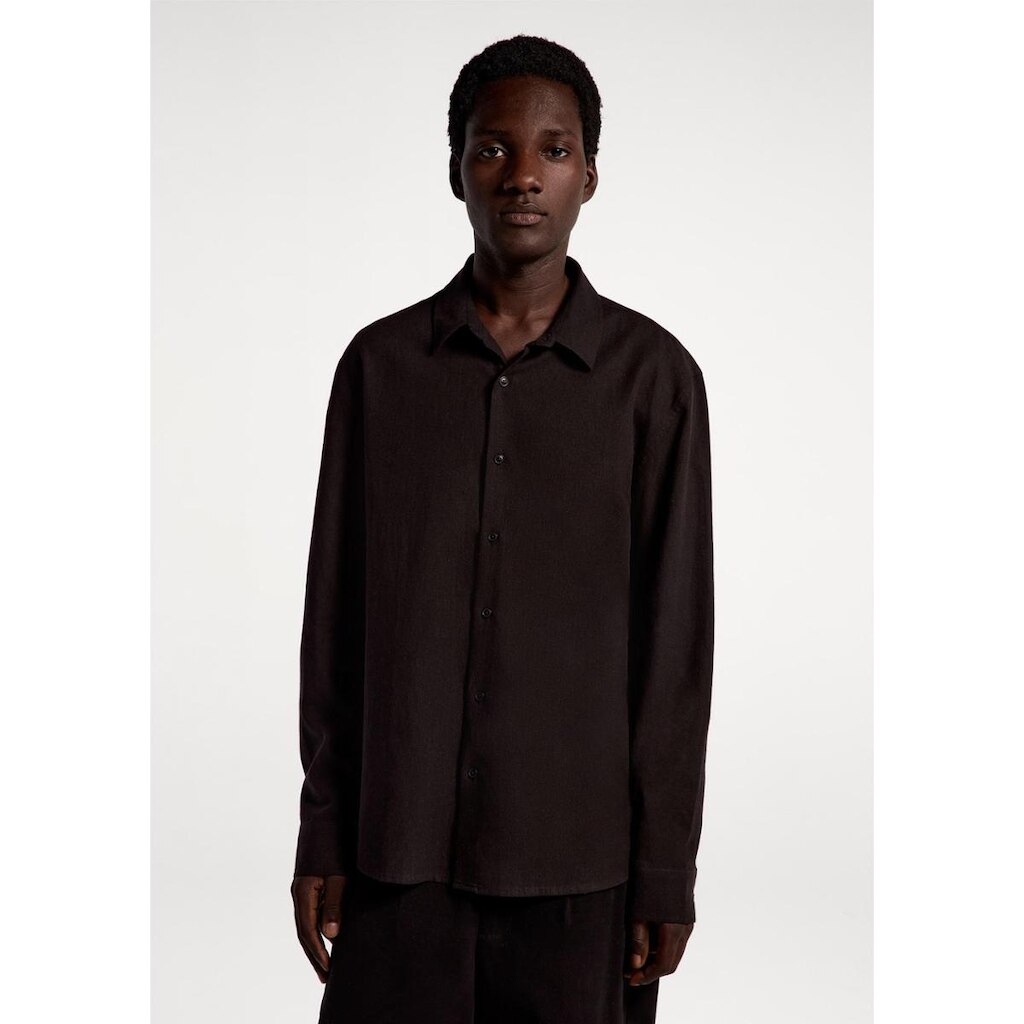 Camisa Masculina Manga Longa Slim Com Linho