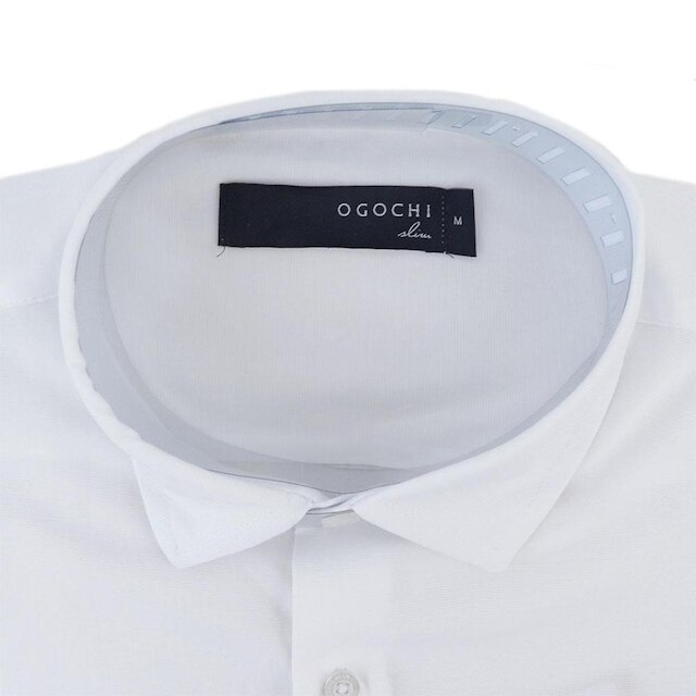Camisa Masculina Ogochi ML Essencial Slim Branco Off - 00149 - Branco ...