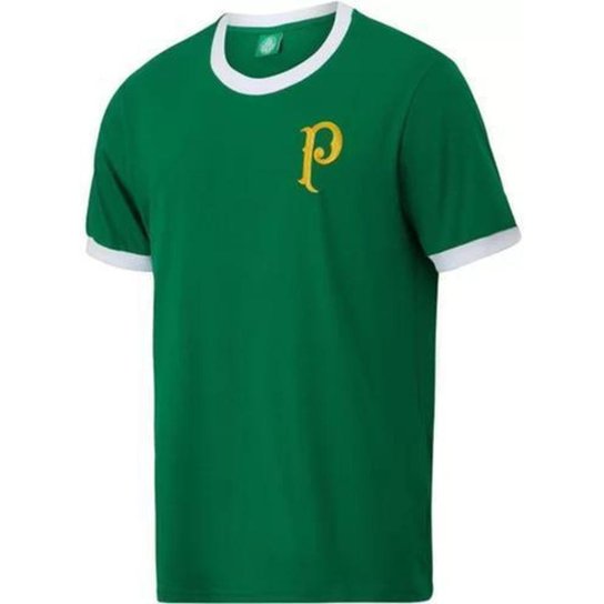 Camisa Masculina Palmeiras Retrô Gold Home Oficial - Verde Menor preço em Camisa Masculina Palmeiras Retrô Gold Home Oficial - Verde