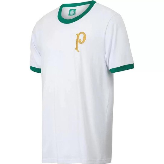Camisa Masculina Palmeiras Retrô Vintage Gold Away - Branco Menor preço em Camisa Masculina Palmeiras Retrô Vintage Gold Away - Branco