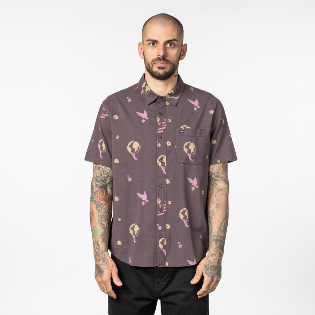 CAMISA M/C LET IT GROW - DARK PLUM - G