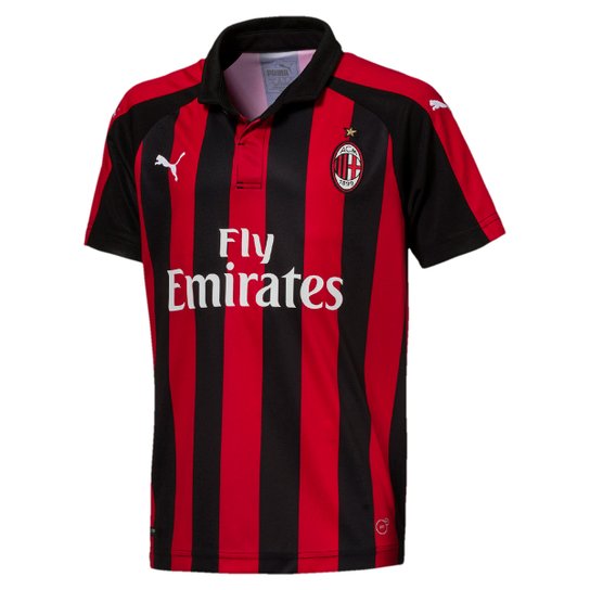 Camisa Milan Home 2018 s/n° Torcedor Puma Infantil Vermelho+