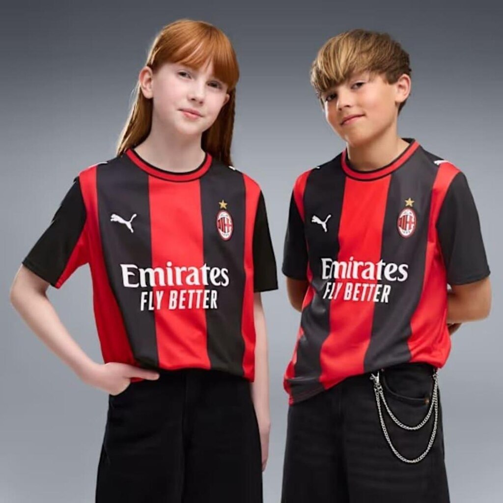Camisa Milan I Puma 26/27 Infantil Vermelho/Preto