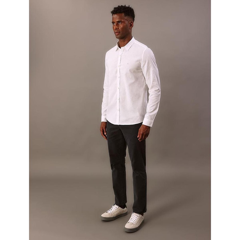 Camisa Ml Ckj Slim Cotton Linen - Branco