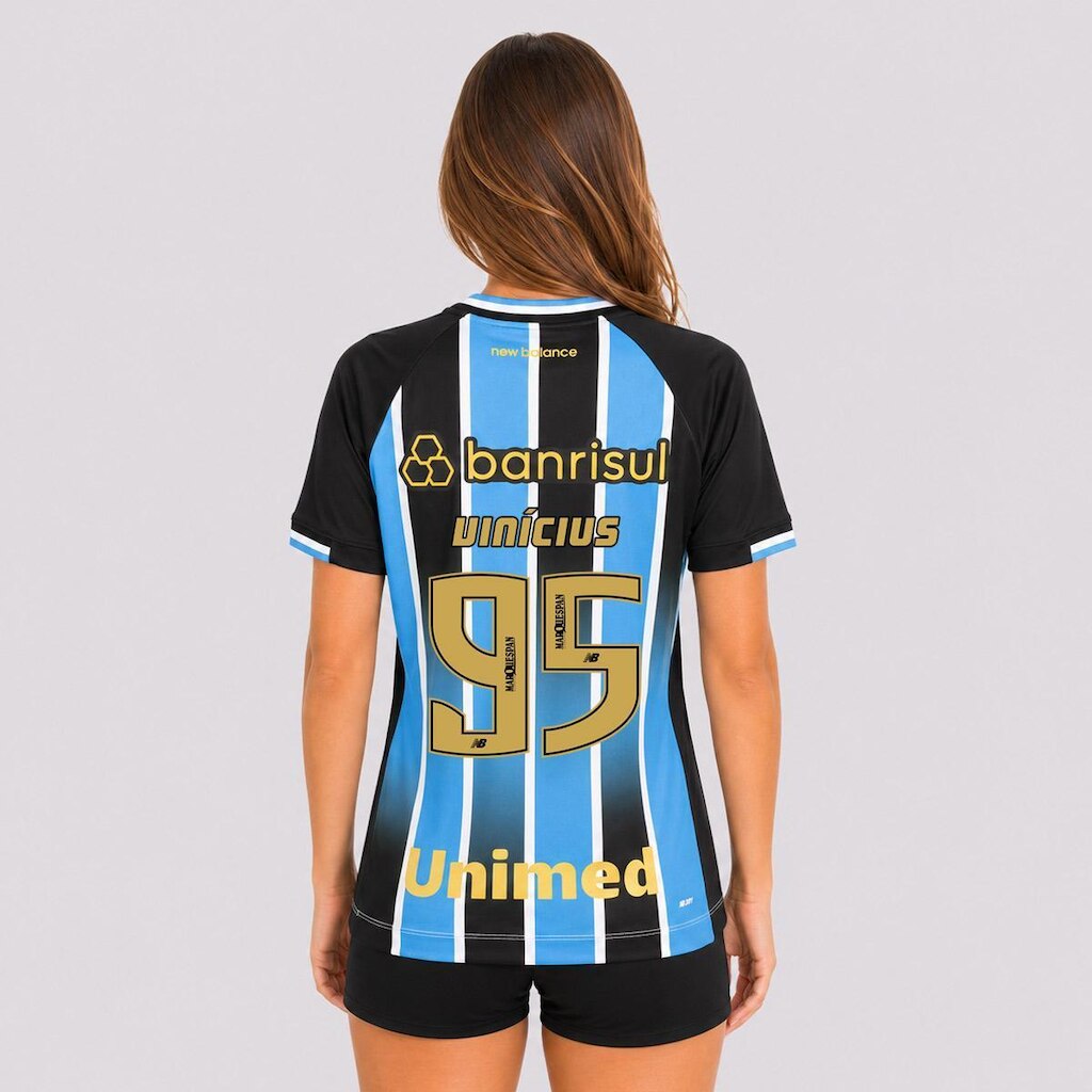 Camisa New Balance Grêmio I 2026 Feminina 95 Vinícius