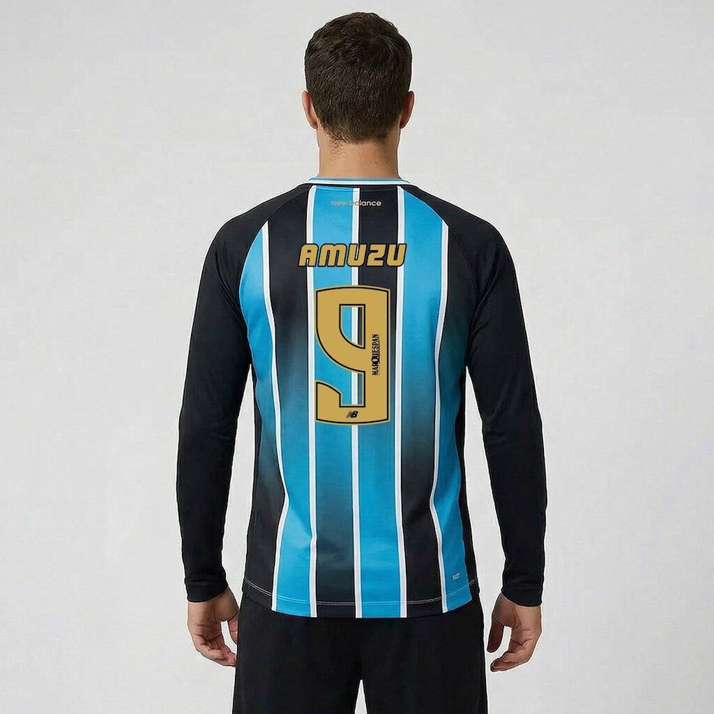Camisa New Balance Grêmio I 2026 Manga Longa 9 Amuzu