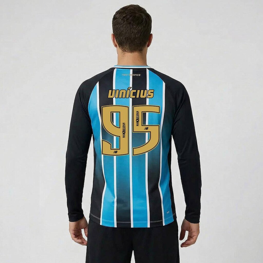 Camisa New Balance Grêmio I 2026 Manga Longa 95 Vinícius