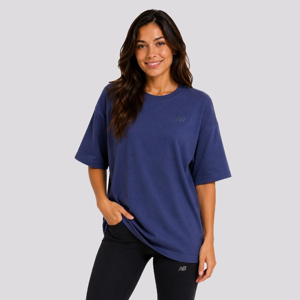 Camisa New Balance Small Logo Oversized Feminina Azul