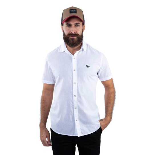 Camisa New Era Manga Curta Fashion Brand - Branco Menor preço em Camisa New Era Manga Curta Fashion Brand - Branco
