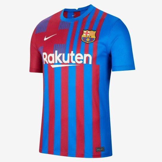 Camisa Nike Barcelona I 2021/22 Torcedor Pro Masculina - Azul Menor preço em Camisa Nike Barcelona I 2021/22 Torcedor Pro Masculina - Azul