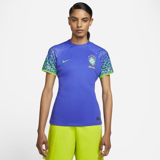 Camisa Nike Brasil II 2022/23 Torcedora Pro Feminina - Azul Menor preço em Camisa Nike Brasil II 2022/23 Torcedora Pro Feminina - Azul