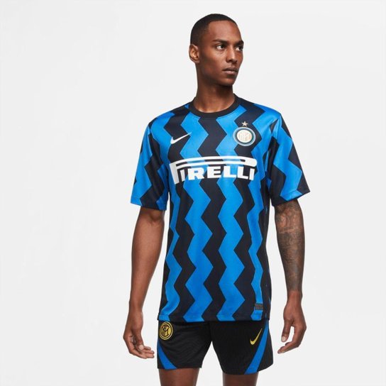 Camisa Nike Inter de Milão I 2020/21 Torcedor Pro Masculina - Azul Menor preço em Camisa Nike Inter de Milão I 2020/21 Torcedor Pro Masculina - Azul
