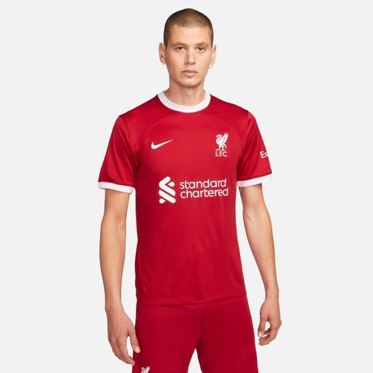 Camisa Nike Liverpool I 2023/24 Torcedor Pro Masculina - Vermelho Menor preço em Camisa Nike Liverpool I 2023/24 Torcedor Pro Masculina - Vermelho