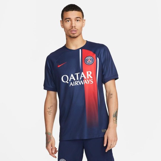 Camisa Nike Paris Saint-Germain I 2023/24 Torcedor Pro Masculina - Azul Menor preço em Camisa Nike Paris Saint-Germain I 2023/24 Torcedor Pro Masculina - Azul