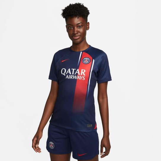 Camisa Nike Paris Saint-Germain I 2023/24 Torcedora Pro Feminina - Azul Menor preço em Camisa Nike Paris Saint-Germain I 2023/24 Torcedora Pro Feminina - Azul