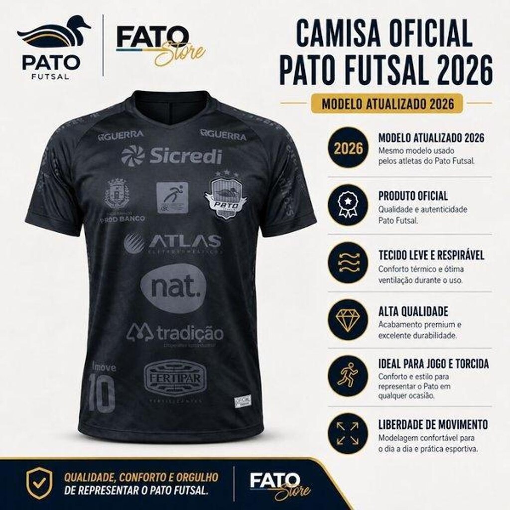 Camisa Oficial de Jogo Masculina Pato Futsal 2026