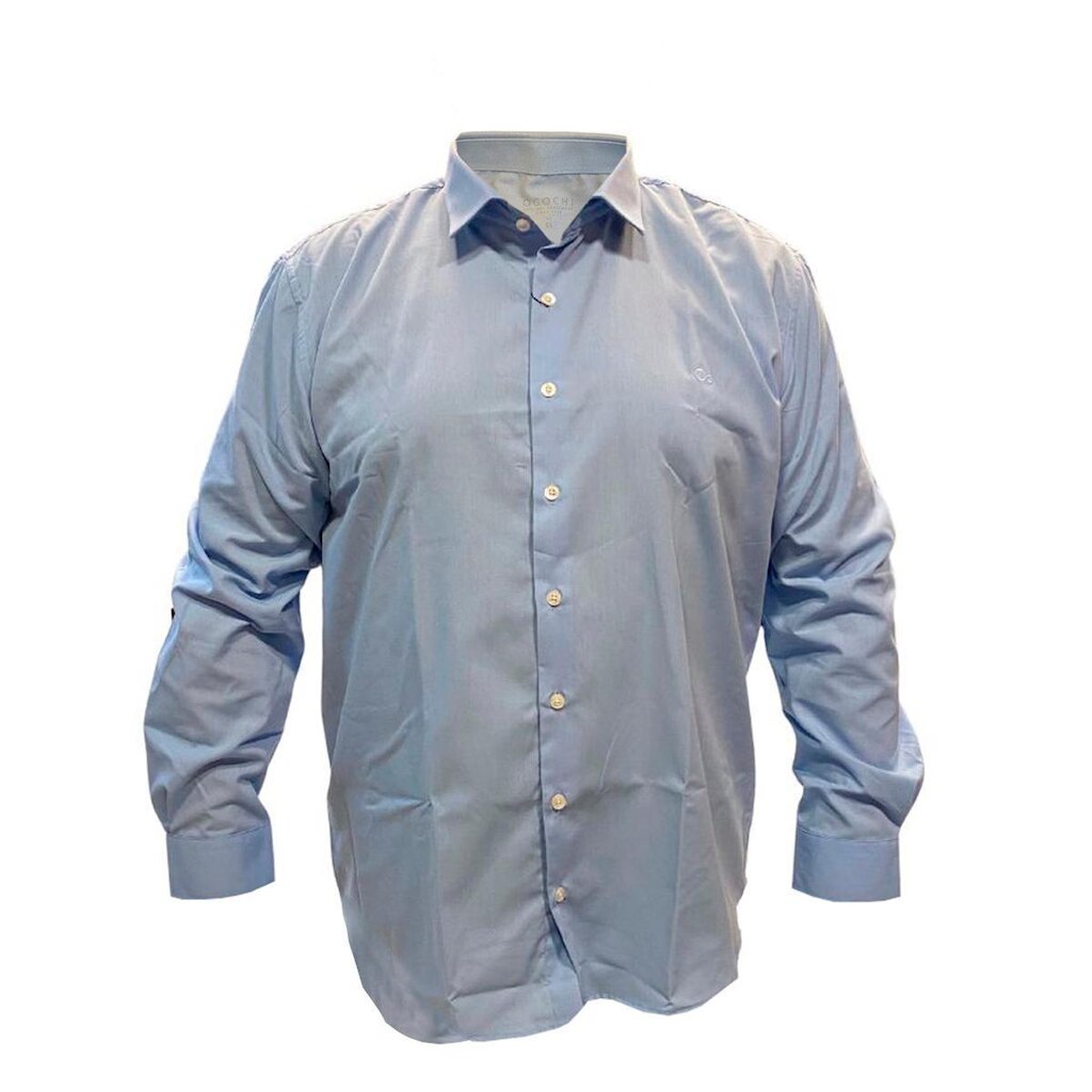 Camisa Ogochi Manga Longa Azul Médio