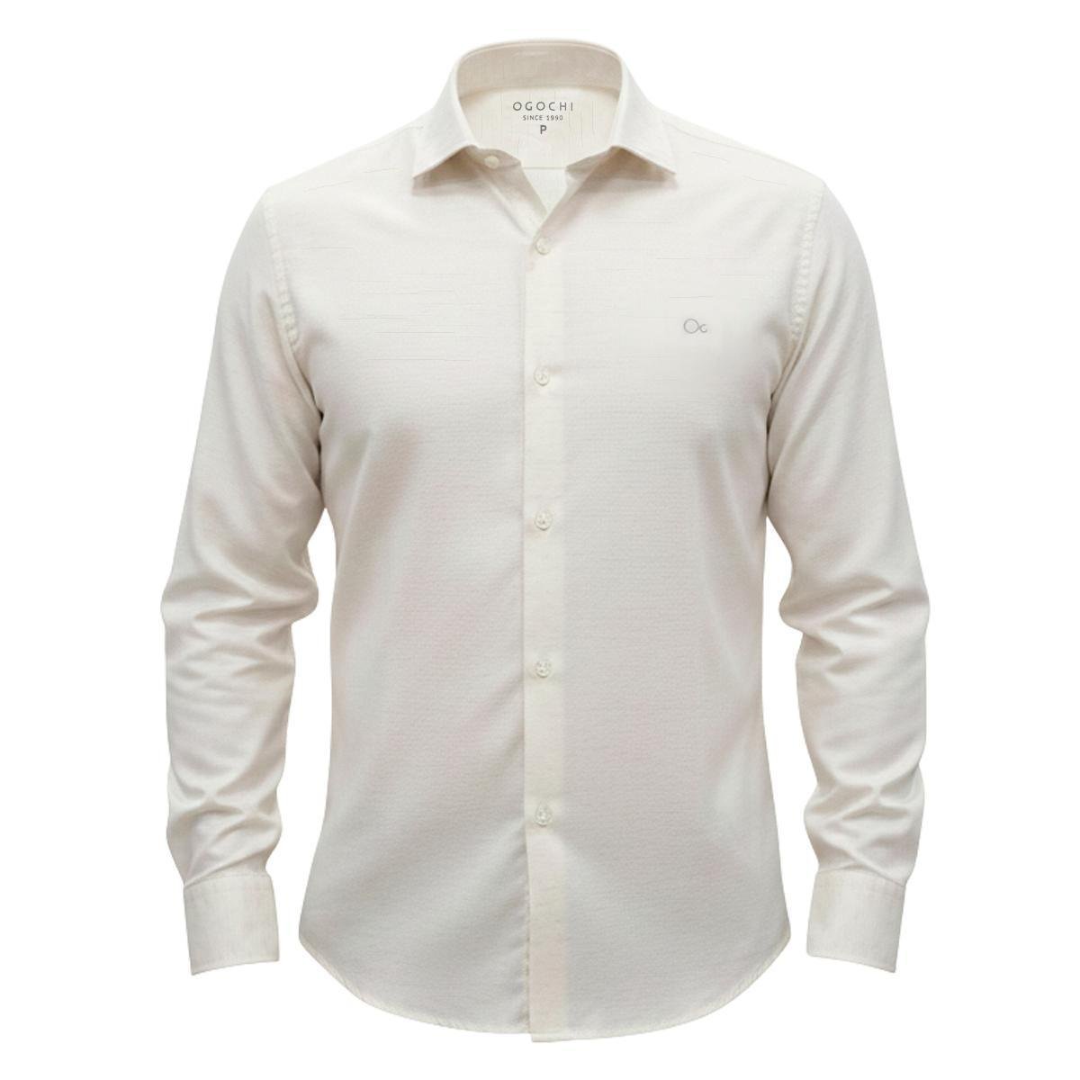Camisa Ogochi ML Branco Casual Slim Flame