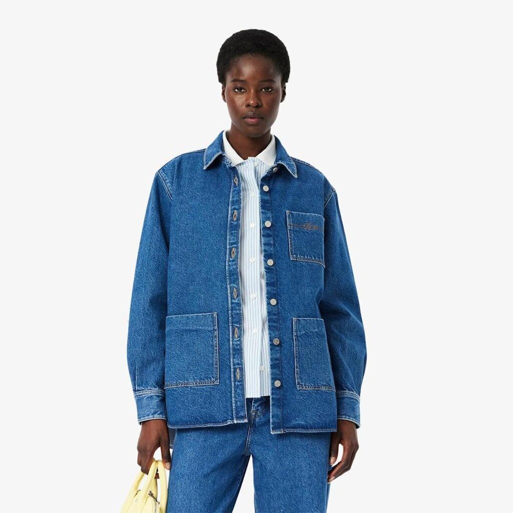 Camisa Overshirt em Denim Oversized Lacoste Feminina