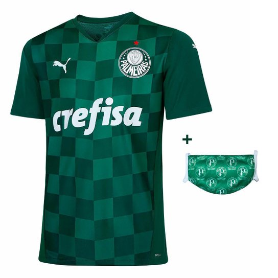 Camisa Palmeiras I 21/22 s/n° Torcedor Puma + Mascara do Palmeiras - Verde+Branco Menor preço em Camisa Palmeiras I 21/22 s/n° Torcedor Puma + Mascara do Palmeiras - Verde+Branco