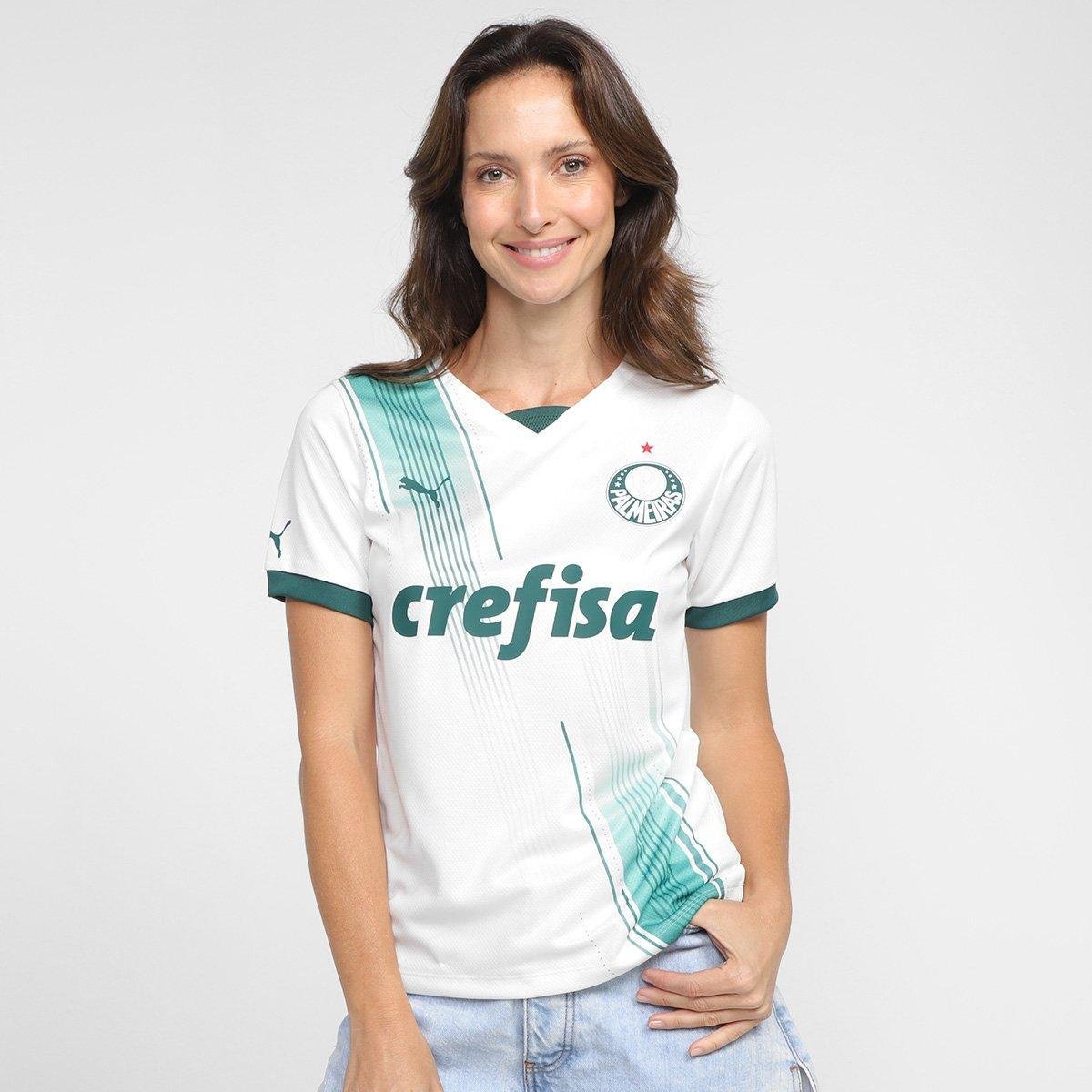Camisa Palmeiras II 23/24 s/ nº Torcedor Puma Feminina Menor preço em Camisa Palmeiras II 23/24 s/ nº Torcedor Puma Feminina
