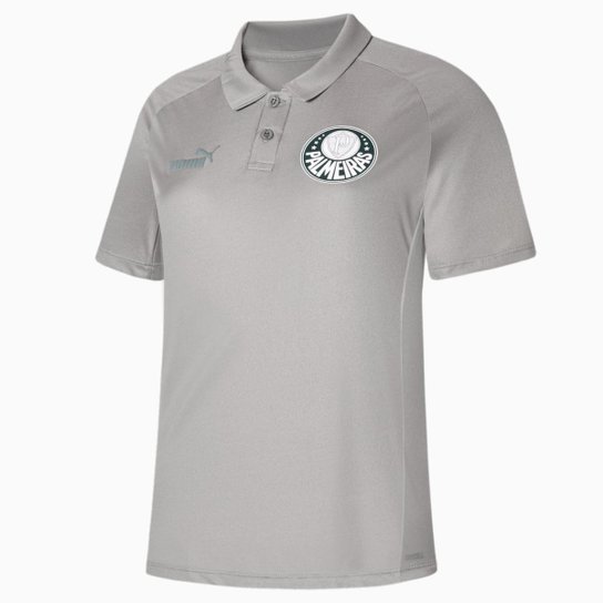 Camisa Palmeiras Polo Viagem 2023/2024 - Puma Oficial - Cinza Menor preço em Camisa Palmeiras Polo Viagem 2023/2024 - Puma Oficial - Cinza