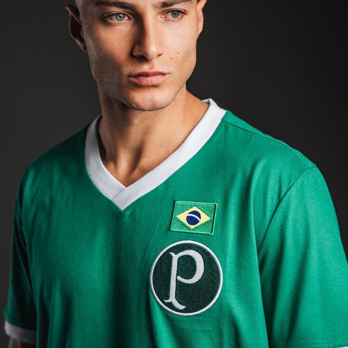 Camisa Palmeiras Retrô 1951 Verde Masculina Menor preço em Camisa Palmeiras Retrô 1951 Verde Masculina