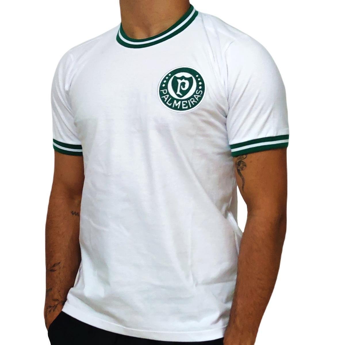 Camisa Palmeiras Retro 1973 Hexacampeão Brasileiro Branca - Masculino Menor preço em Camisa Palmeiras Retro 1973 Hexacampeão Brasileiro Branca - Masculino