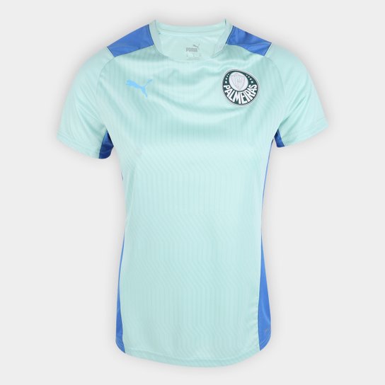 Camisa Palmeiras Treino 22/23 Puma Feminina - Verde+Azul Menor preço em Camisa Palmeiras Treino 22/23 Puma Feminina - Verde+Azul