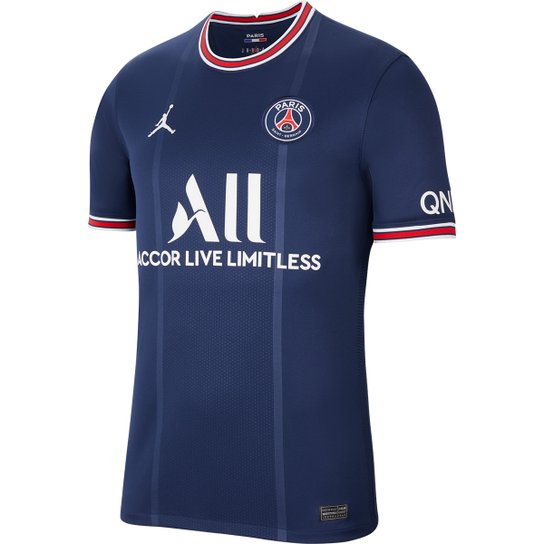 Camisa Paris Saint-Germain Home 21/22 s/n° Torcedor Nike Masculina - Marinho+Vermelho Menor preço em Camisa Paris Saint-Germain Home 21/22 s/n° Torcedor Nike Masculina - Marinho+Vermelho