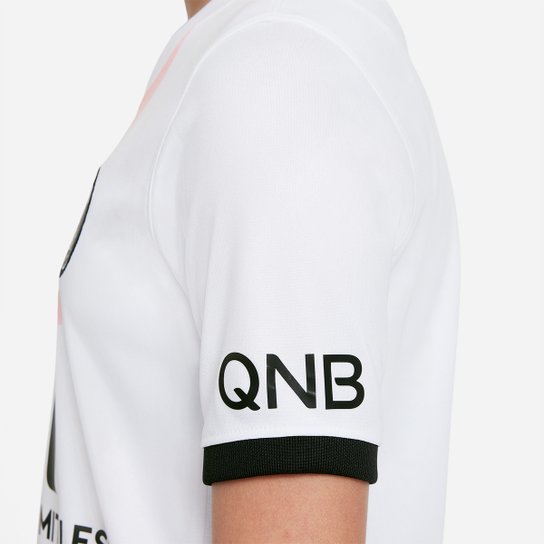 Camisa Paris Saint-Germain Juvenil Away 21/22 s/n° Torcedor Nike - Branco+Preto