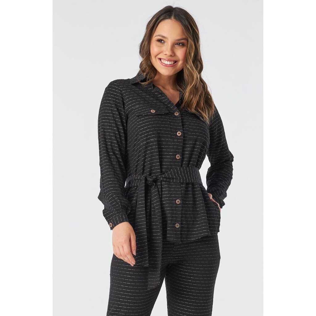 Camisa PKS Manga Longa Com Bolsos Preta-P