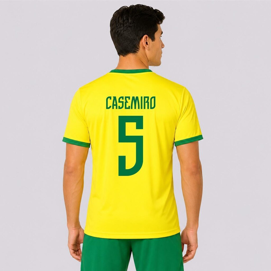 Camisa Placar  Brasil Brasão Amarela 5 Casemiro