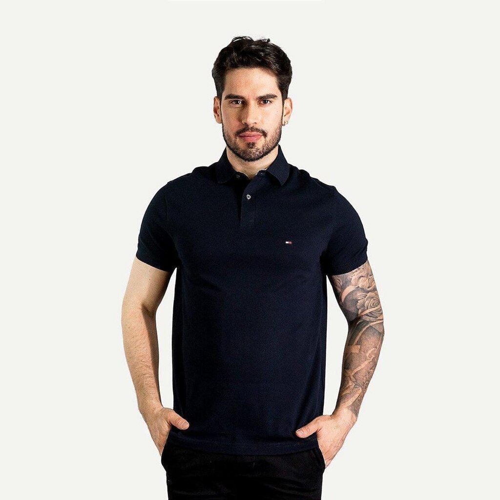 Camisa Polo 1985 Regular Fit Tommy Hilfiger Azul Marinho