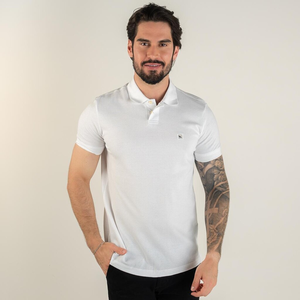 Camisa Polo Acostamento Texturizada Branca