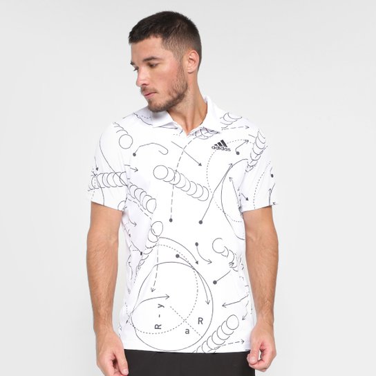 Camisa Polo Adidas Tennis Club Gráfico Masculina - Branco Menor preço em Camisa Polo Adidas Tennis Club Gráfico Masculina - Branco