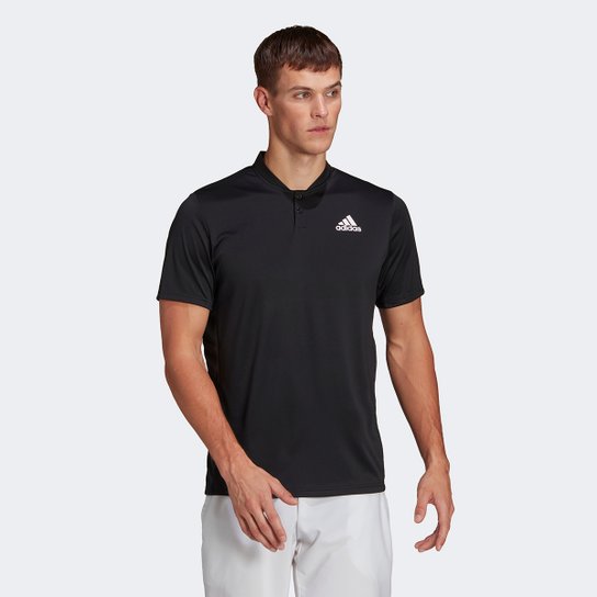 Camisa Polo Adidas Tennis Club Henley Masculina - Preto Menor preço em Camisa Polo Adidas Tennis Club Henley Masculina - Preto