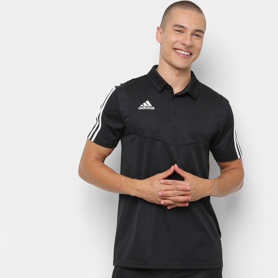 Camisa Polo Adidas Tiro 19 Masculina - Preto e Branco Menor preço em Camisa Polo Adidas Tiro 19 Masculina - Preto e Branco